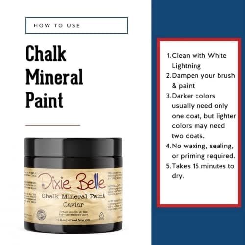 Dixie Belle Paint Company Chalk Finish Furniture Paint - Caviar (16oz) - Matte Black Chic Chalk Mineral DIY Furniture Paint — view 2