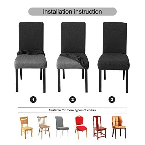 Genina Waterproof Chair Covers for Dining Room Dining Chair Covers Kitchen Parsons Chair Covers (Beige, 4 PCS) — view 4