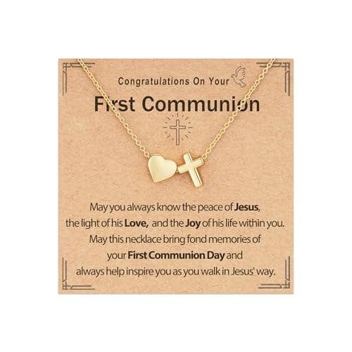 ESPVO First Communion Gifts for Girls Teens 1st First Holy Communion Decorations Catholic Primera Cross Necklace Christian Religious Teenage Kids Daughter Granddaughter Ideas