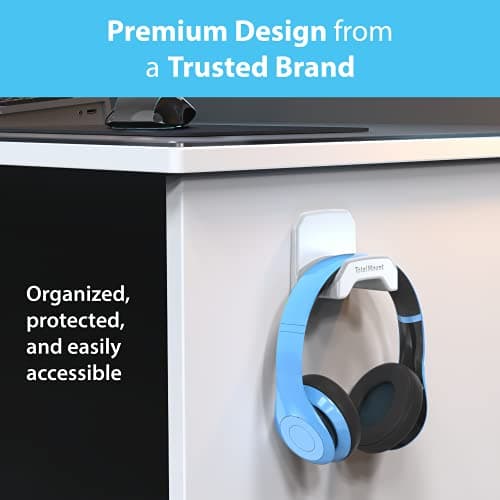TotalMount Gaming Headset Hanger – Includes Removable Adhesive Strips for Easy, Damage-Free Wall, Desk, or PC Mounting (White Headphone Hook with Premium Silicone Cradle – One Pack) — view 4