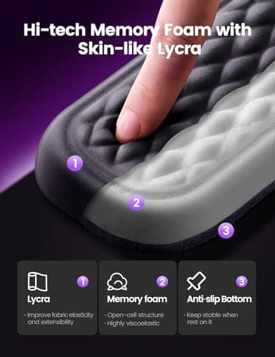 VAYDEER Keyboard and Mouse Wrist Rest Pad Set,Padded Memory Foam Hand Rest Support for Office,Computer,Laptop,Mac Typing,Ghristmas Gift for Man Who Wrist Pain Relief and Repair(Large Set) — view 3