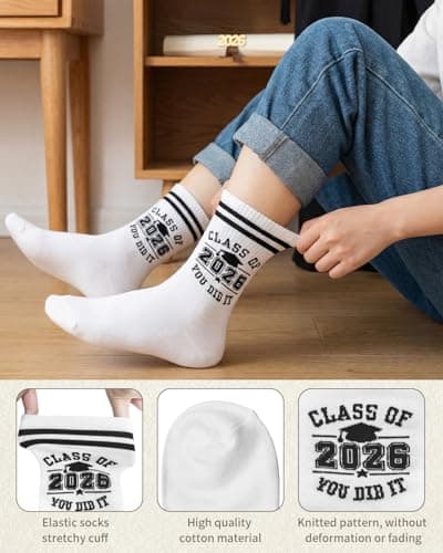 Graduation Gifts for Her Him 2026, CLASS OF 2026 YOU DID IT Socks, Funny Grad Gifts for Her Him, Congrats Grad Gift High School University — view 3
