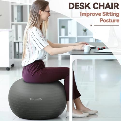 BalanceFrom Anti-Burst Slip Resistant Exercise Ball - 26-inch, 2,000-Pound Capacity, Gray — view 5