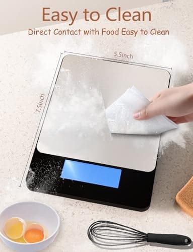 Food Scale -33lb Digital Kitchen Scale for Food Ounces Grams Rechargeable 304 Stainless Steel,Batteries and Type-C Charging | Perfect for Meal Prep, Cooking, and Baking, Black — view 5