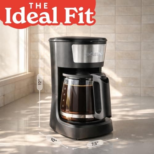 Gourmia 12 Cup One-Touch Coffee Maker – Pause and Serve with Automatic Keep Warm, Easy View Water Window, Compact Design, Stainless Steel Accents, Black — view 7