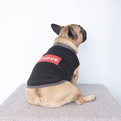 iChoue French Bulldog Summer Cooling Shirt for Dogs UV Sun Protection Vest Sleeveless Stretchy Tank Top English Pug Grey Black - Large — view 4