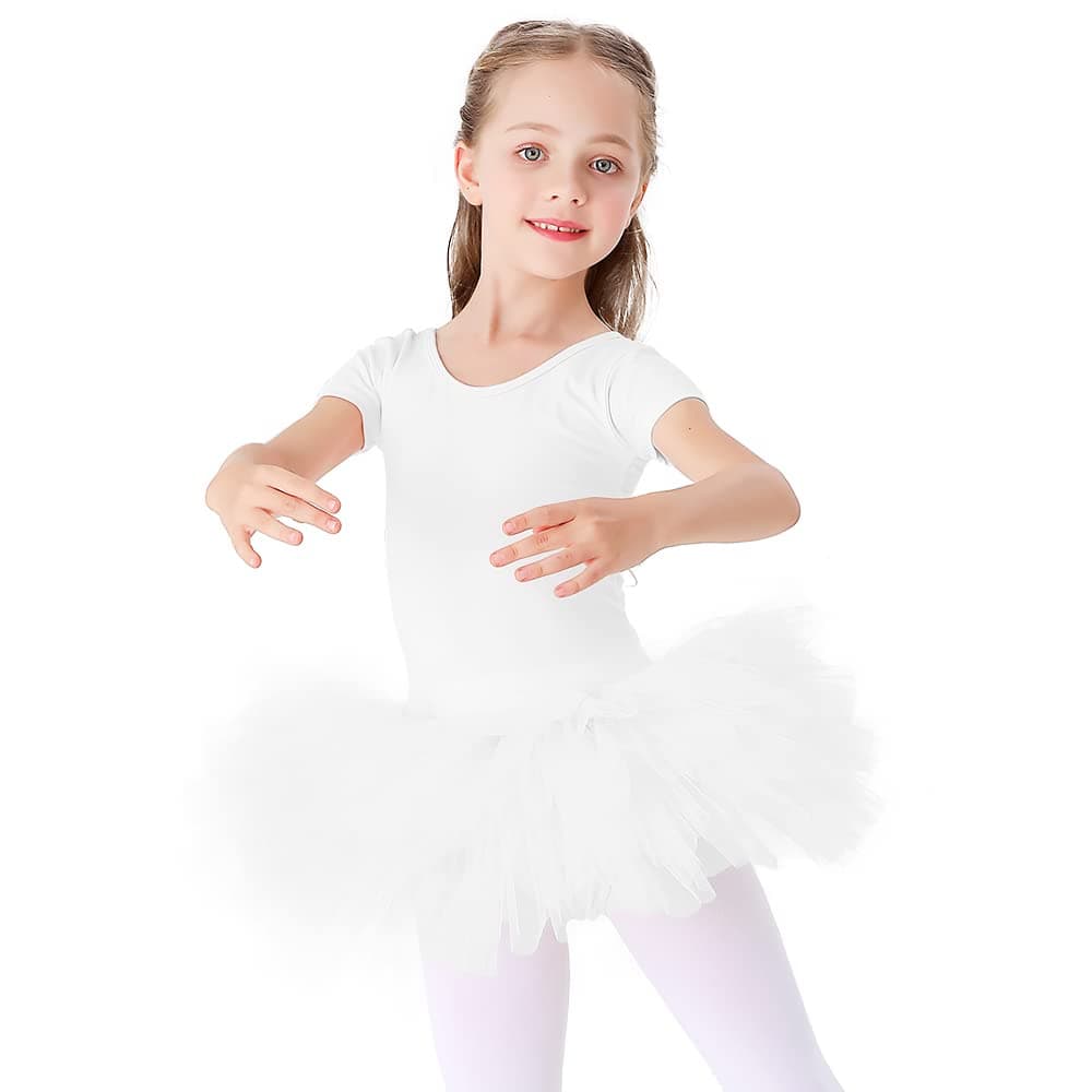 Bezioner Maillot de Danza Tutú Vestido de Ballet Gimnasia Leotardo Algodón Body Clásico Manga Corta Manga Corta para Niña