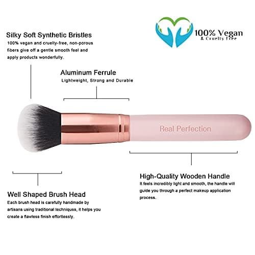 Real Perfection Makeup Brush Set 16 Pcs with 1 Eyebrow Razor Premium Synthetic Foundation Powder Concealers Eyeshadow Blush Makeup Brushes Make up Brushes Kit (Pink) — view 3