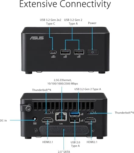 ASUS NUC 14 Pro Tall Mini PC | Intel Core Ultra 7 155H | 8GB DDR5 RAM | 256B SSD | Windows 11 Pro | Black (Renewed) — view 2