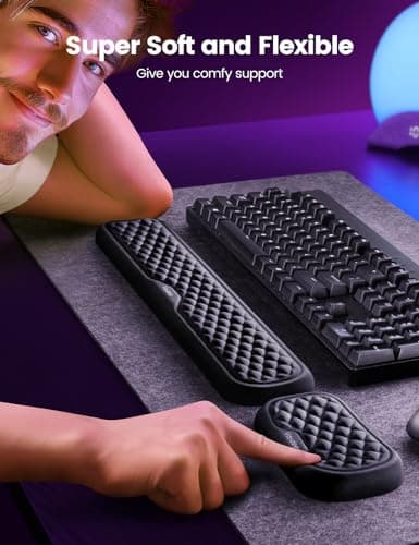 VAYDEER Keyboard and Mouse Wrist Rest Pad Set,Padded Memory Foam Hand Rest Support for Office,Computer,Laptop,Mac Typing,Ghristmas Gift for Man Who Wrist Pain Relief and Repair(Large Set)