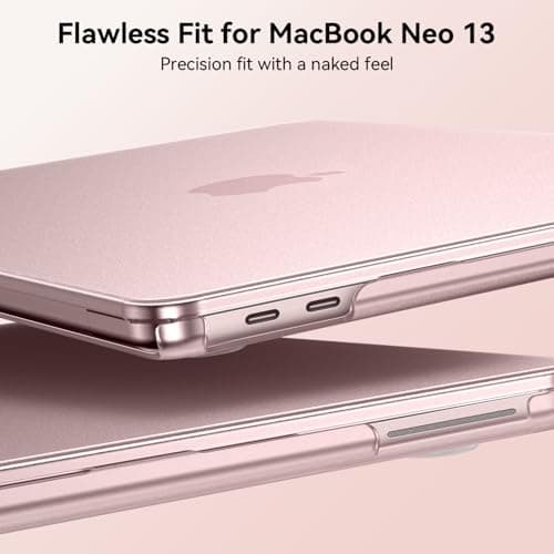 EooCoo for MacBook Neo Case 13 inch 2026 Model A3404, 100% Match Official Color, Anti-Fingerprint & Scratch & Crack, Sturdy Protective Hard Shell Cover Laptop Accessories, Blush Clear — view 3