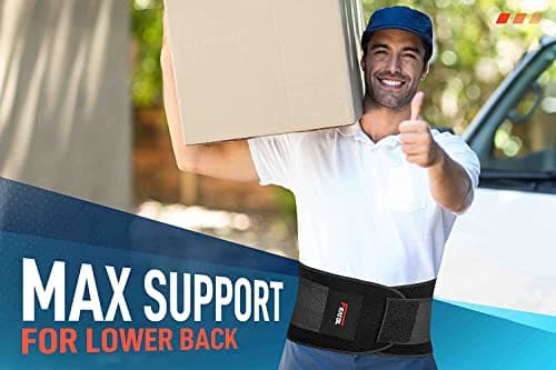 FEATOL Back Brace Support Belt-Lumbar Support Back Brace for Back Pain, Sciatica, Scoliosis, Herniated Disc Adjustable Support Straps-Lower Back Brace with Removable Lumbar Pad for Men & Women — view 7