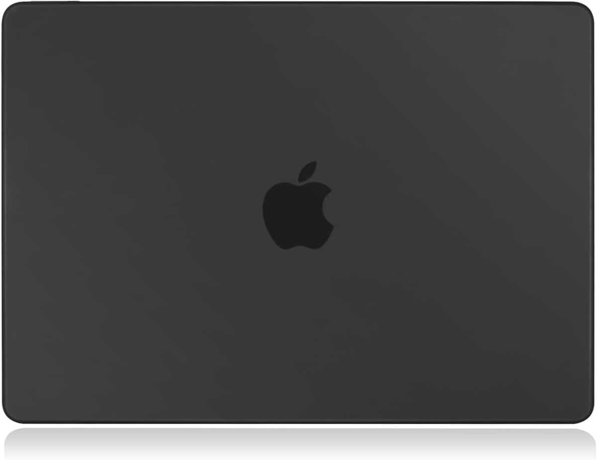UESWILL Case Compatible with MacBook Pro 14 inch M5 M4 M3 M2 M1 Pro Max Chip & Touch ID, 2026 2025 2024 2023 2022 2021 Release, Smooth Matte Hard Shell Cover + Microfiber Cloth, Black — view 2