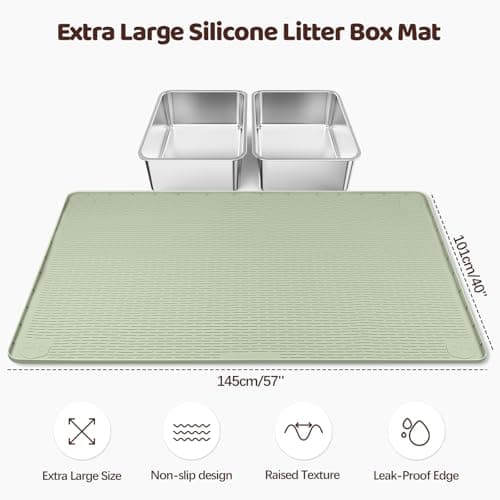 Silicone Cat Litter Mat for Litter Box 145x101cm Large Cat Mat, Green