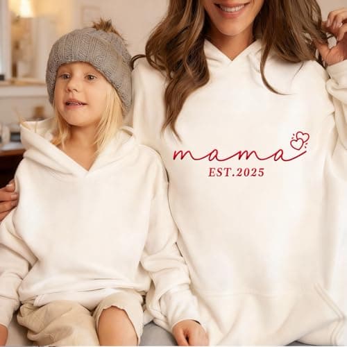 Chersinger Personalized Embroidered Mama Grandma Sweatshirt for Women, Custom Gifts for Mom, Grandma, Mothers Day, Christmas, Style-c, Large-4X-Large — view 2