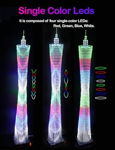 iCubeSmart Led Canton Tower Model DIY Electronic Kit, LED Cube Model Handmade Soldering Project Kit, 64 LED Circles, Height 1 Meter. (GZT-64) — view 2