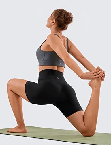 CRZ YOGA Women's Naked Feeling Biker Shorts 6'' - High Waist Yoga Workout Gym Spandex Shorts Black Large — view 3