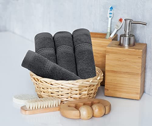 Utopia Towels 8 Piece Premium Towel Set, 2 Bath, 2 Hand, and 4 Wash Cloths, 600 GSM 100% Ring Spun Cotton Highly Absorbent Towels for Bathroom, Gym, Hotel, and Spa, Grey — view 5