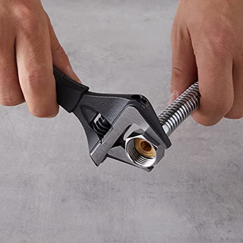 Amazon Basics 6-Inch Drop Forged Adjustable Wrench with Soft Grip, Wide Jaw, Metric/SAE Scales, Rust Resistant, 6.34 x 2.83 x 0.59 inches — view 6