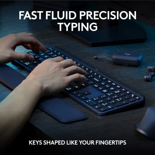 Logitech MX Keys S Combo - Performance Wireless Keyboard and Mouse with Palm Rest, Customizable Illumination, Fast Scrolling, Bluetooth, USB C, for Windows, Linux, Chrome, Mac - Graphite — view 2