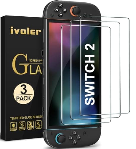 ivoler 3-Pack Screen Protector Tempered Glass for Nintendo Switch 2 Model 2025, Accessories Transparent HD Clear Anti-Scratch Screen Protector for Nintendo Switch 2, 7.9-Inch
