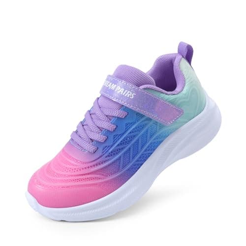 DREAM PAIRS Girls Shoes Kids Sparkle Tennis Running Athletic Lightweight Sneakers for Little/Big Kids Toddler,Size 12 Little Kid,Pink/Blue/Green,SDRS2411K