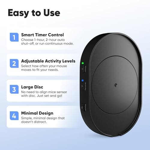 Undetectable Mouse Mover Jiggler, Adjustable Activity, Optional Shut-Off Timer, Random Movement Engine, No Software, Quiet & Undetectable Operation, USA Company (Single Disc) — view 2