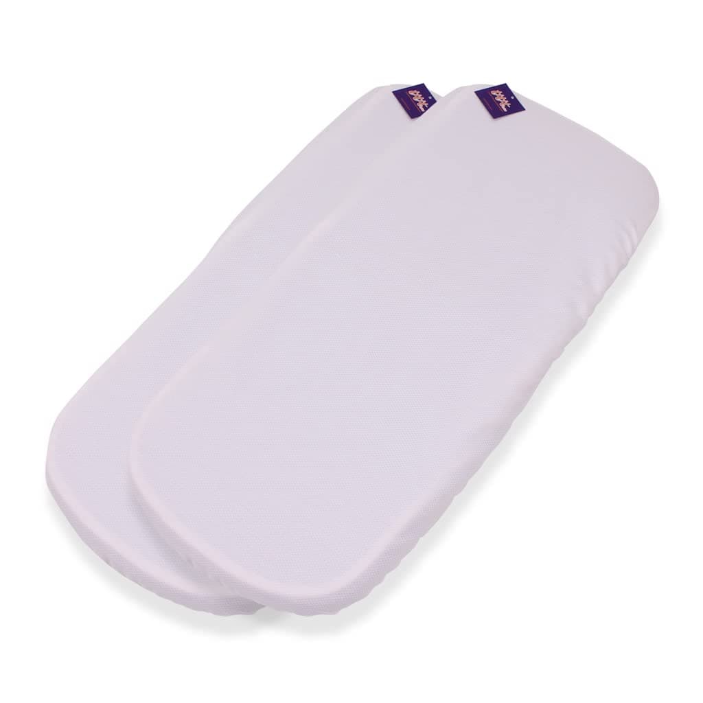 Pack 2ud.Sabana Bajera Capazo para Joolz AER 2 | Funda Colchón Protector Cuco Carrito Bebe | Pique Blanco | 100% Algodón Certificado Oeko-Tex® Organic Cotton