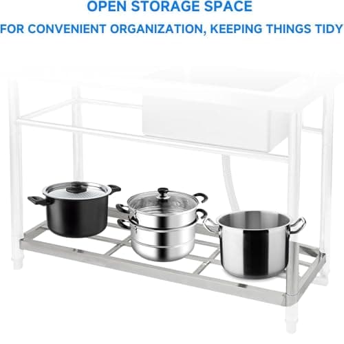 47.2" x 33.5" x 19.7" Stainless Steel Utility Sink, Freestanding Single Bowl with Hot & Cold Water Faucet & Undershelf, Commercial Kitchen Laundry Bathroom Garage Garden Sink — view 2