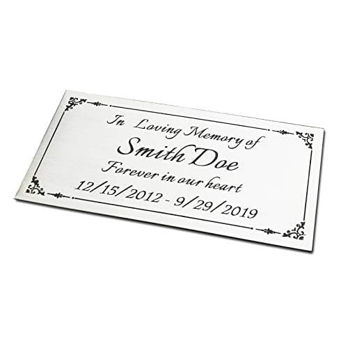 2" H x 4" W, Custom Elegant Engraved Plate, Personalized Memorial Plaque, Brushed Stainless Steel or Brass Laser Engraved Name Plates with Adhesive Backing or Screws, Square Corner (Silver, Gold) — view 2