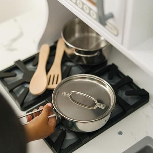 Melissa & Doug Stainless Steel Pots & Pans, 8 Piece Play Kitchen Set, Premium Play Kitchen Accessories & Cooking Utensils, Preschool Toys for Kids 3+ — view 10