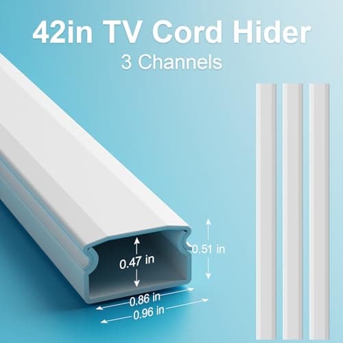 Yecaye Cord Hider, 42In Cord Covers for Wall Mounted TV, White Cable Management Kit, Wire Hiders and Concealer for Cords on Wall, W0.98in H0.51in, White — view 2