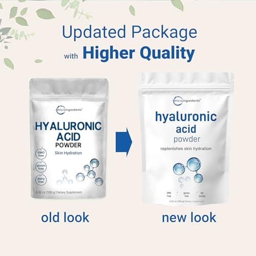 Hyaluronic Acid Serum Powder, 100 Grams | Low Molecular Weight, Cosmetics Grade | Skin Hydration and Moisture Support Supplements | Vegan, Water Soluble (Within 2 Hours) — view 2