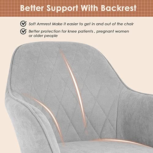 FDW Dining Chairs Accent Arm Chairs Dining Room Chair Kitchen Chair Dining Metal Side Chairs Arm Side Chairs Set of 2 for Home Kitchen Bedroom Living Room (Gray, Common Style) — view 4