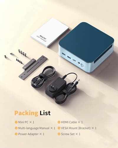 Glorlin Mini PC AMD Ryzen 5300U, 16GB DDR4 512GB NVMe SSD, Triple 4K HDMI/DP/Type-C, WiFi 6 BT5.3, Dual 2.5G LAN, Expandable to 64GB/4TB, Small Desktop Computer Micro PC for Office, Home, Media — view 7