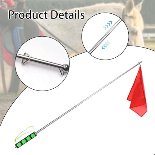 Fenteer Horse Training Flag,Equestrian Flag,Horsemanship Supplies Retractable Flagpole Horse Training Equipment for Riding Activities, Green Handle — view 2