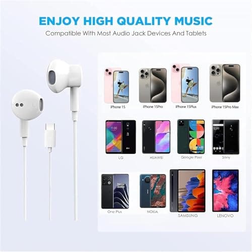 USB C Headphones for iPhone 17/16/15 Pro Max Plus Type C Earphones with Microphone & Remote Noise Cancelling Earbuds for iPhone 17/16/15 Pro, iPad, Galaxy S23/S22/S21/S20/Ultra Note 10/20 — view 4
