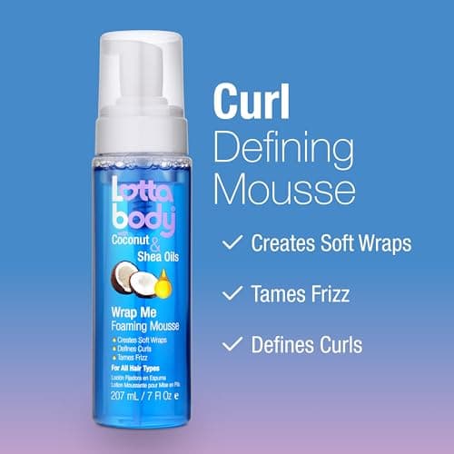 Lottabody Wrap Me Foaming Mousse with Coconut & Shea Oils, Lightweight Moisture-Rich Curl-Defining & Frizz-Control Styling Mousse for Natural Curly, Coily & Relaxed Hair, 7 oz — view 4