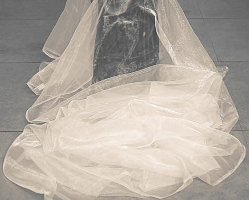 MDS® Pack of 5 Yard Sheer Organza Fabric for Wedding Party Home Event Banquet Decorations, Backdrop Curtain Craft Dress Sewing Fashion DIY Crystal Organza Tulle Fabric Bolt 44” Wide - Cream — view 3