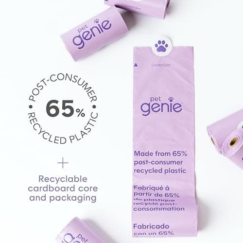 Pet Genie On The Go Dog Poop Bags - Lavender Scented Poo Bags with 65% Recycled Plastic - Durable & Leak-Proof Dog Supplies, 8 Rolls (120 Count) — view 4