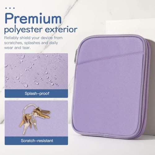 Vinabilia 6-7 Inch Protective Sleeve Carrying Case for 7" Kindle Paperwhite and Kindle Colorsoft Signature Edition, 6" Kindle, 6" Kobo Clara BW/Colour, 7" Kobo Libra Colour/E-Reader, Grey Purple — view 3