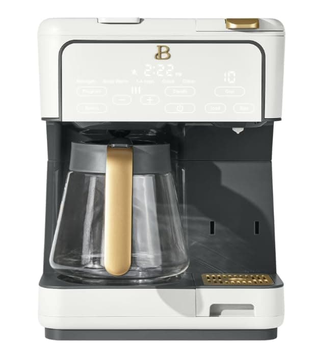 Beauti Multi Brew 12 Cup Programmable Drip & Single Serve Coffee Maker, Versatile Brewing (6oz, 8oz, 10oz, 12oz, 14oz), Pods or Ground, Over Ice option, Keep Warm mode (White)