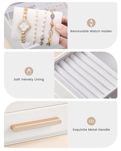 Lolalet 2-Layer Jewelry Box Organizer Holder for Women Girls Mom -Beige — view 4