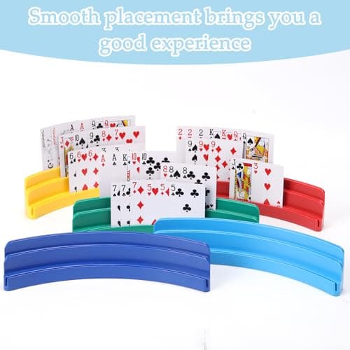 GHERPTE 2 Pack Three-Layer Design Playing Cards Holders，Playing Card Holder for Kids Adults Hands Free Card Holder for Family Card Game Nights Poker Parties — view 4