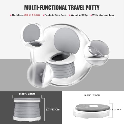 Portable Potty for Toddler Travel Foldable Potty Seat for Toddler Training Toilet for Kids Boys Girls Car On The Go Potty Travel Toilet Chair for Camping Park Indoor/Outdoor (Grey) — view 5