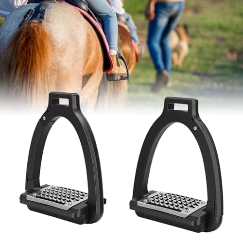 HEEPDD 1 Pair Horse Riding Stirrups, Alloy Side Opening Foot Stirrups with Anti Slip Pads, for Training Practice Show Jumping Dressage — view 4