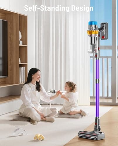 Cordless Vacuum Cleaner, 55KPA 70Min 650W Motor Powerful Vacuum Cleaners for Home, Self-Stand Cordless Stick Vacuum Rechargeable Anti-Tangle/LED Screen/1.8L Cup for Home Pet Hair/Carpet/Hardwood Floor — view 2