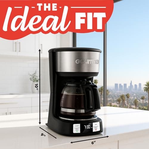 Gourmia Drip Coffee Maker – 5 Cup, One-Touch Brew, Pause & Serve, Adjustable 4 Hr Keep Warm, EZ-View Water Window, Black — view 7