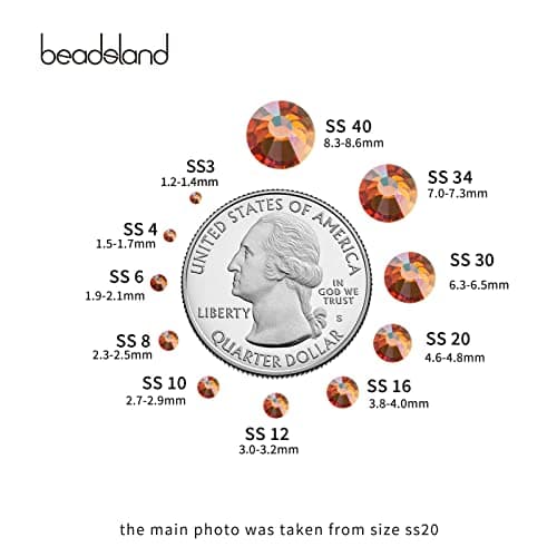 Beadsland 1440 Pieces Flat Back Crystal Rhinestones Round Gems,Amber,SS3,1.2-1.4mm — view 2