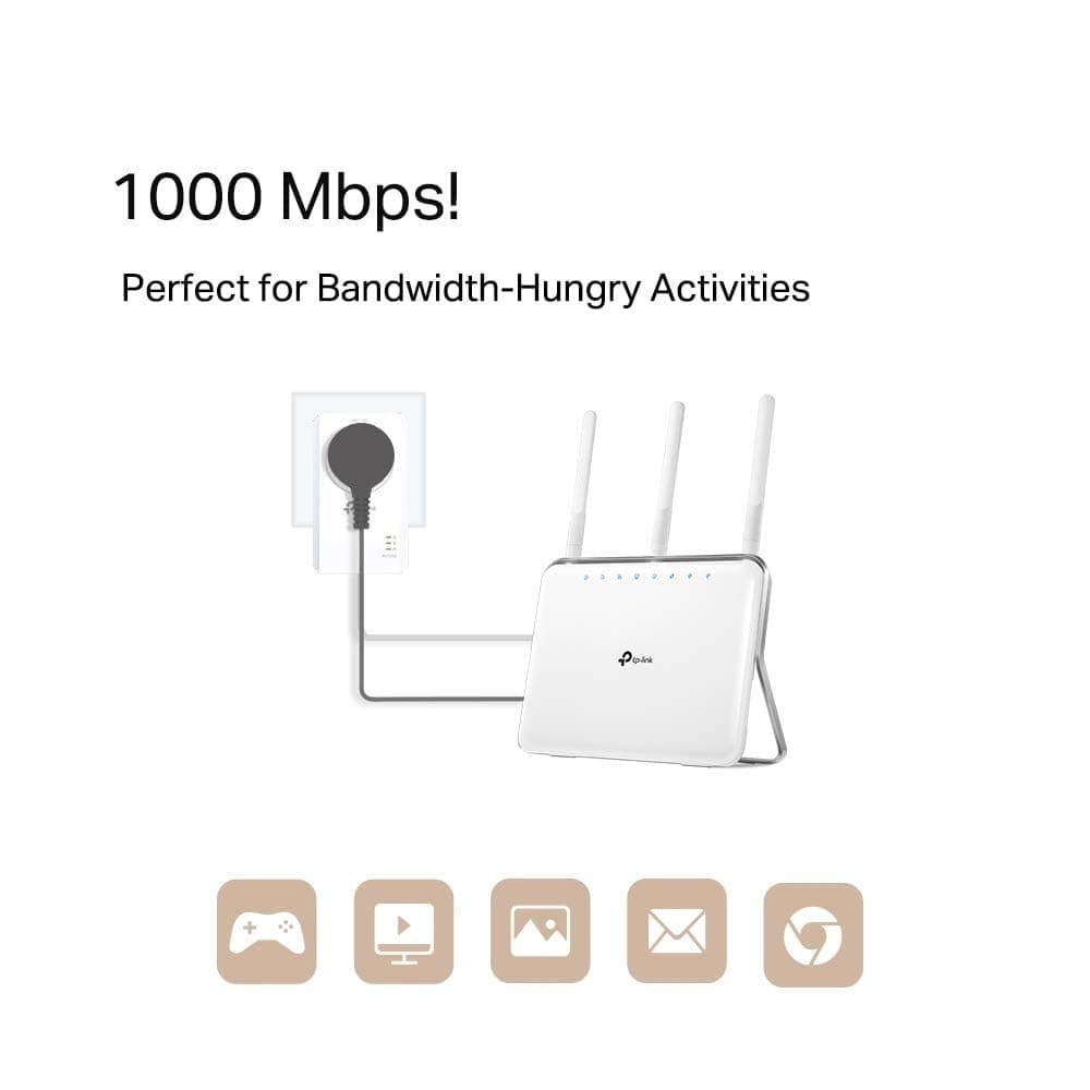 TP-Link TL-PA7017PKIT Gigabit Passthrough Powerline Adapter Starter Kit, Powerline Network Adapters Speed up to 1000 Mbps, 4K Video Streaming & Online Gaming, No Configuration Required, Plug and Play — view 3